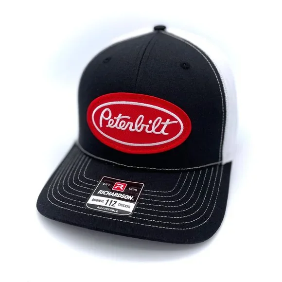 Peterbilt Vintage Patch Hat - Richardson 112 Black & White Trucker Cap - Picture 7 of 11